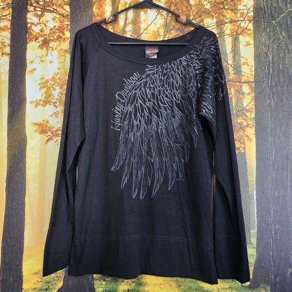 Tops - Harley Davidson Women's XL Wings Long Sleeve T-Shirt New Orleans Voodoo Heart
